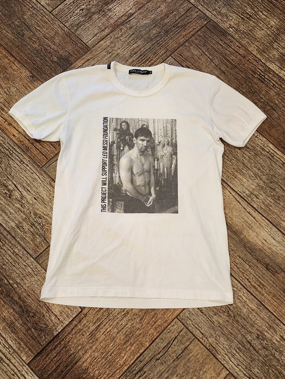 Dolce & Gabbana 2000s White T-Shirt with Messi Foundation Graphic Size M